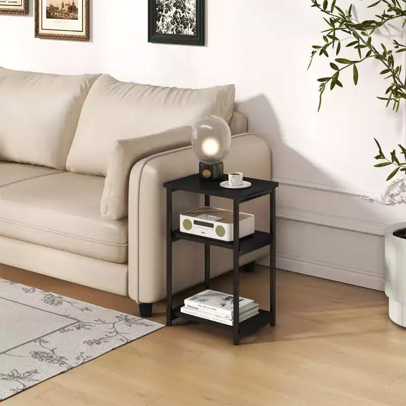 3 Tier Rustic Side Table for Small Spaces Small Wood Farmhouse End Table with Storage Shelves Slim Nightstand for Bedroom Living Room Office