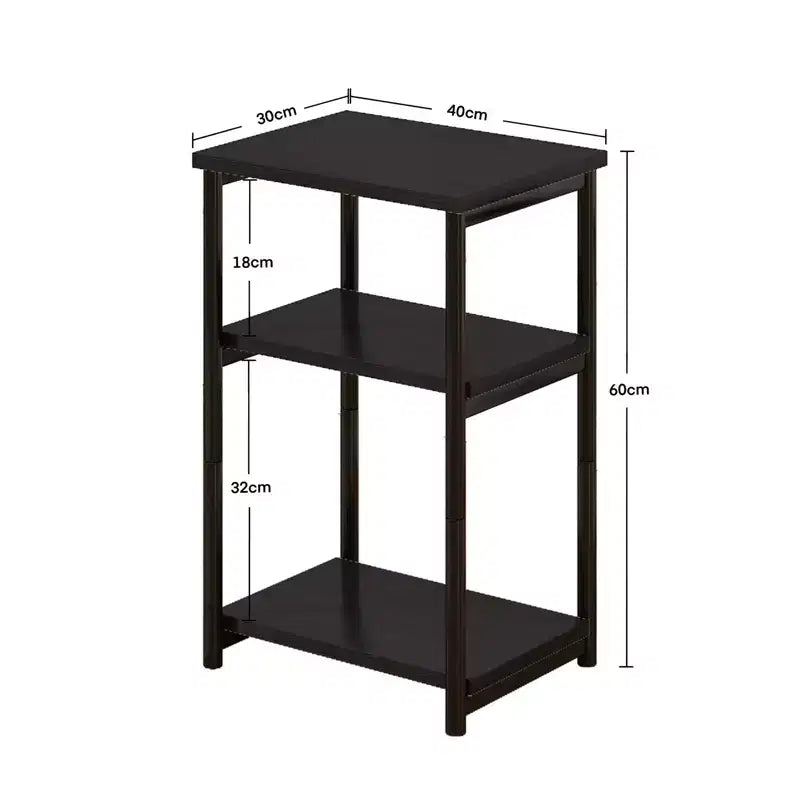 3 Tier Rustic Side Table for Small Spaces Small Wood Farmhouse End Table with Storage Shelves Slim Nightstand for Bedroom Living Room Office