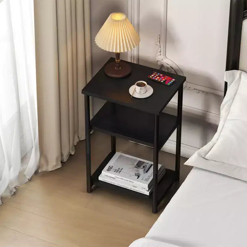 3 Tier Rustic Side Table for Small Spaces Small Wood Farmhouse End Table with Storage Shelves Slim Nightstand for Bedroom Living Room Office