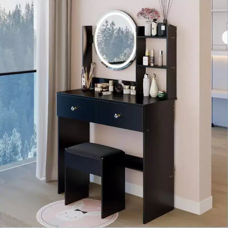 Vanity Desk with Mirror and Lights Makeup Vanity Table Set with Power Outlets and Chair 3 Lighting Colors Makeup Desk with 3 Drawer