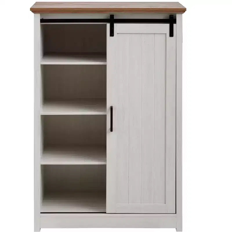 GDFStudio Isador Farmhouse 5-Drawer Wood Dresser with Sliding Barn Door