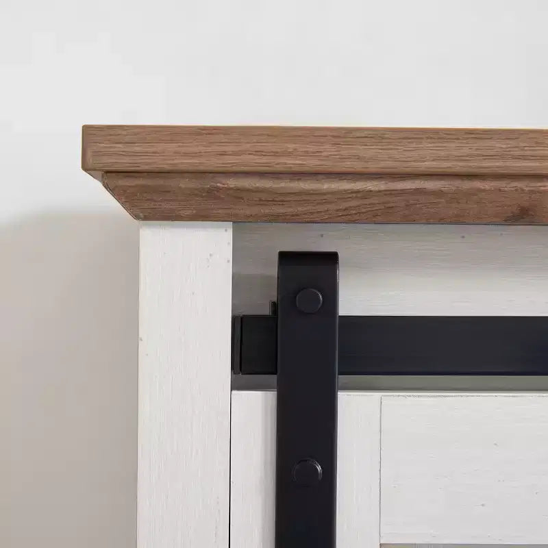 GDFStudio Isador Farmhouse 5-Drawer Wood Dresser with Sliding Barn Door