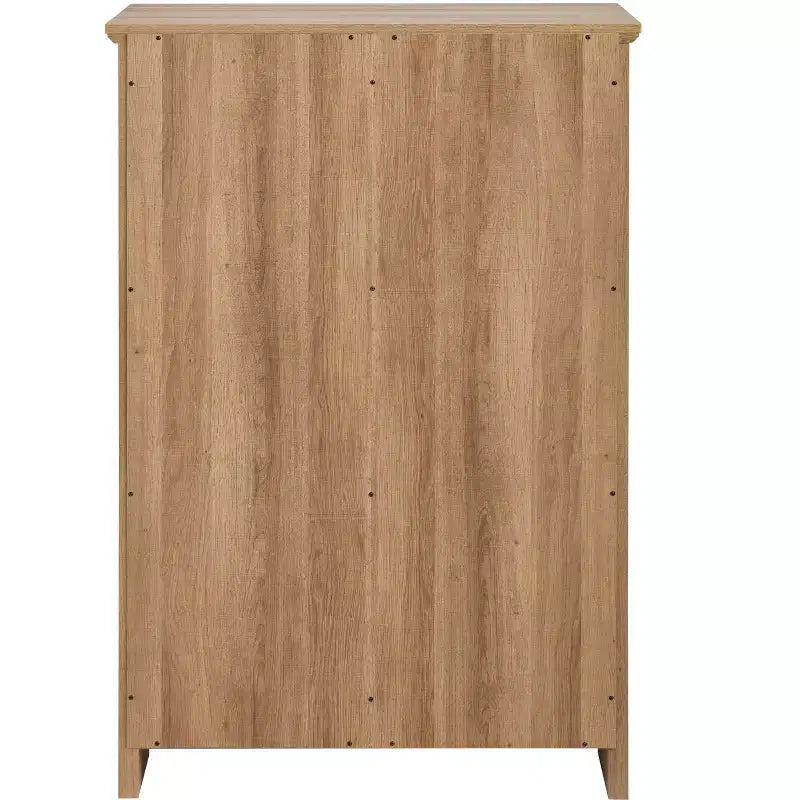 GDFStudio Isador Farmhouse 5-Drawer Wood Dresser with Sliding Barn Door