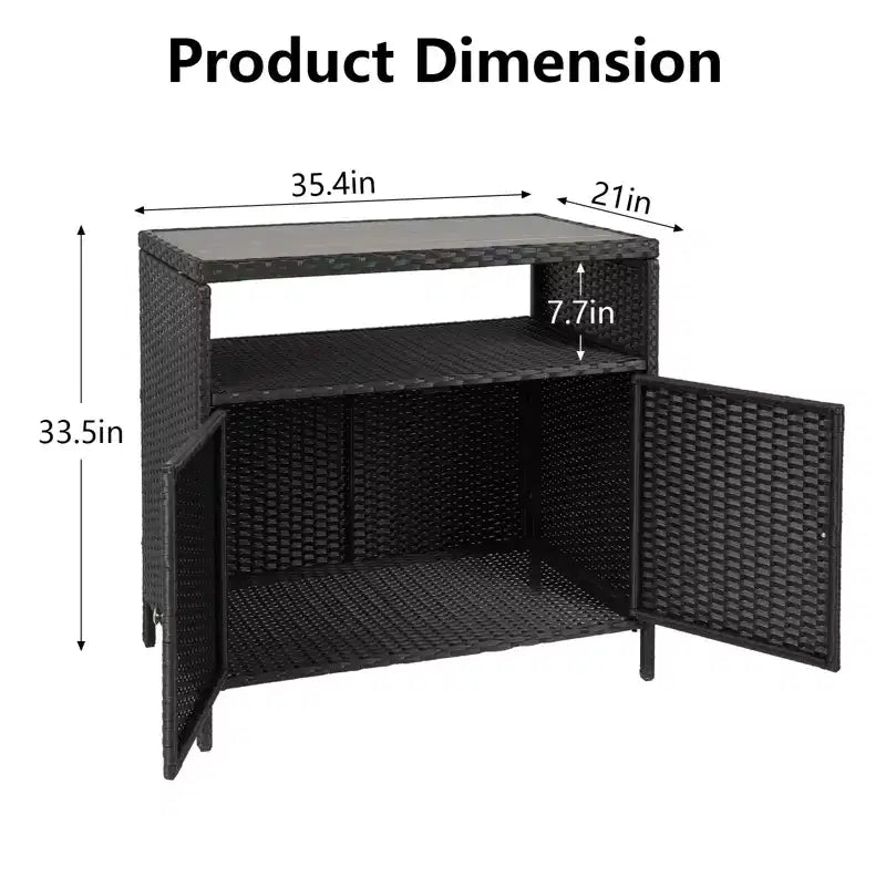 Resin Wicker Storage Cabinet Versatile Outdoor/Indoor Organizer with Spacious Tabletop and Shelf Ideal for Patio Garden Poolside or Kitchen Use