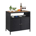 Resin Wicker Storage Cabinet Versatile Outdoor/Indoor Organizer with Spacious Tabletop and Shelf Ideal for Patio Garden Poolside or Kitchen Use