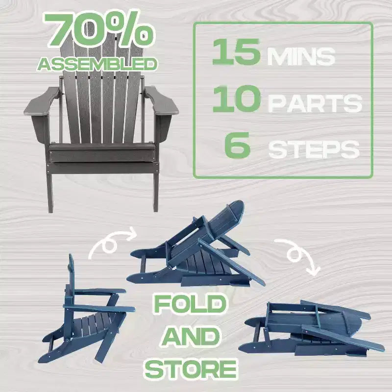 Folding Chair Ultimate Comfort Weather Resistant Outdoor Fire Pit Chair for Patio Porch Deck Garden