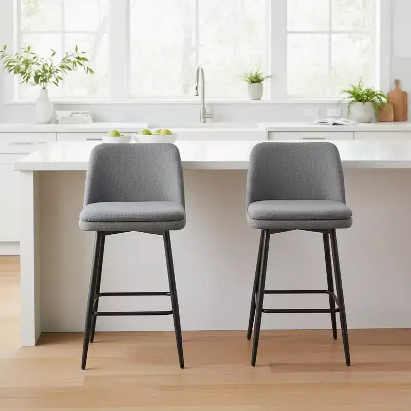 Homy Casa Set of 2 Counter Height Swivel Bar Stools with Upholstered Seats 25.6 Seat Height
