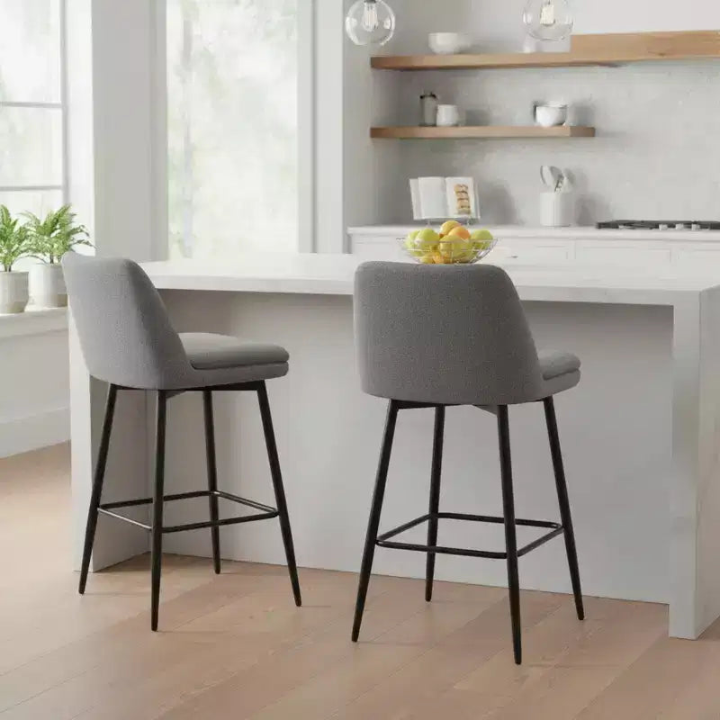 Homy Casa Set of 2 Counter Height Swivel Bar Stools with Upholstered Seats 25.6 Seat Height