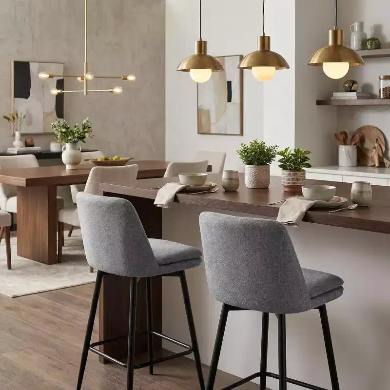 Homy Casa Set of 2 Counter Height Swivel Bar Stools with Upholstered Seats 25.6 Seat Height
