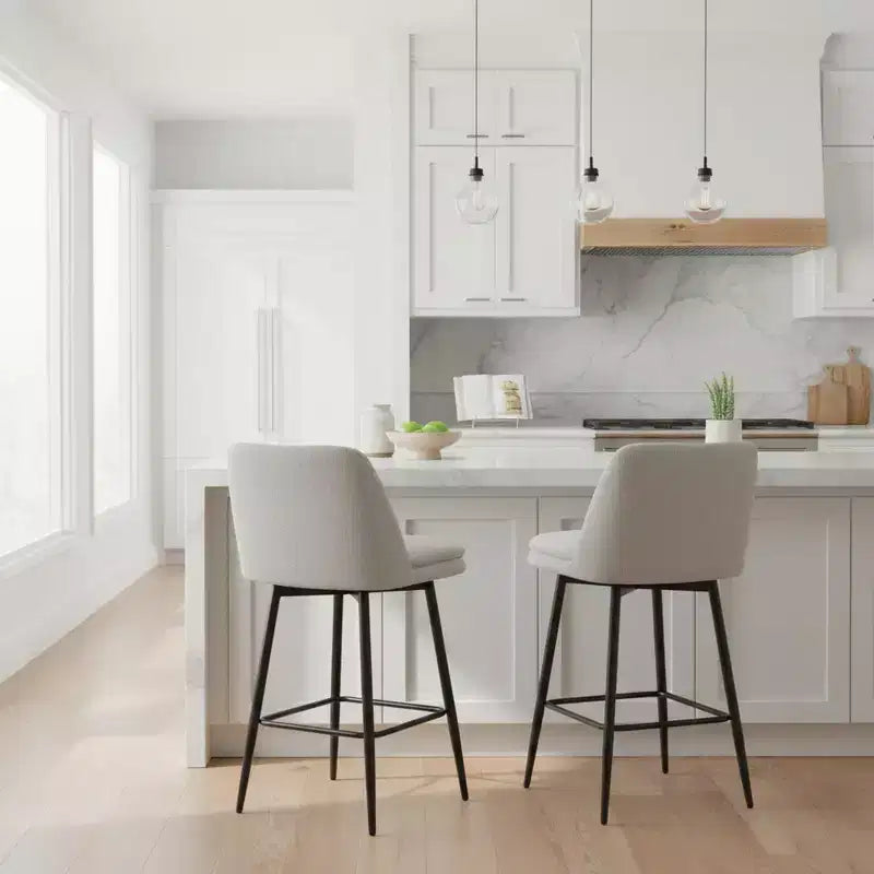 Homy Casa Set of 2 Counter Height Swivel Bar Stools with Upholstered Seats 25.6 Seat Height