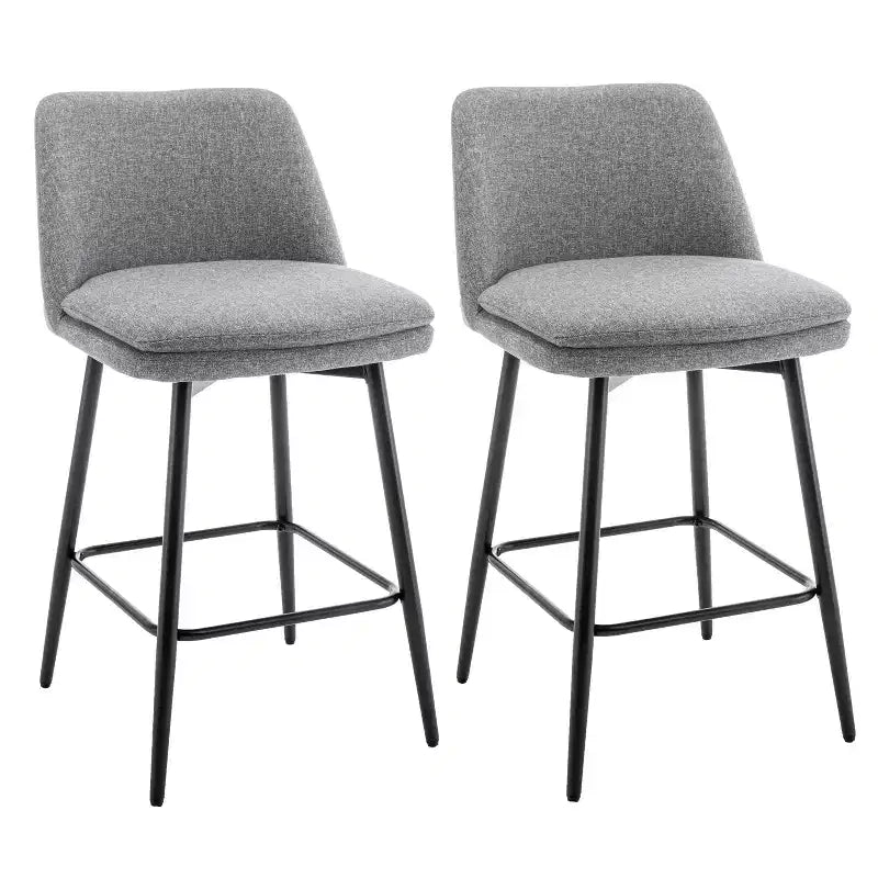 Homy Casa Set of 2 Counter Height Swivel Bar Stools with Upholstered Seats 25.6 Seat Height