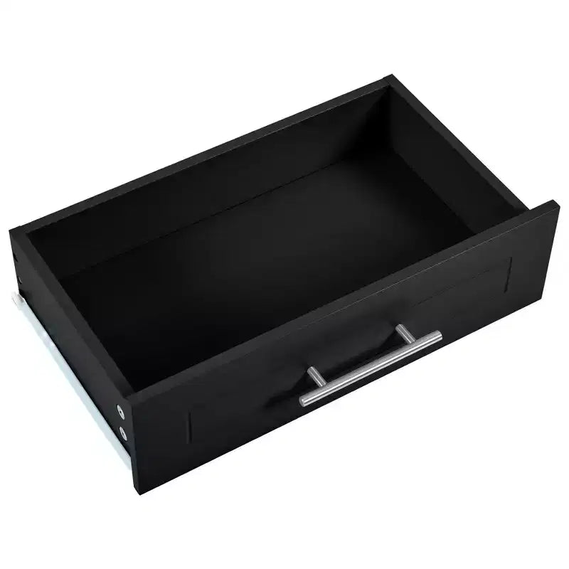 Pexfix Kitchen Island with Trash Can Storage Cabinet & Power Outlet & Storage Rack & 3 Drawer & 3 Open Side Racks for 10 Gallon Garbage Bin Black