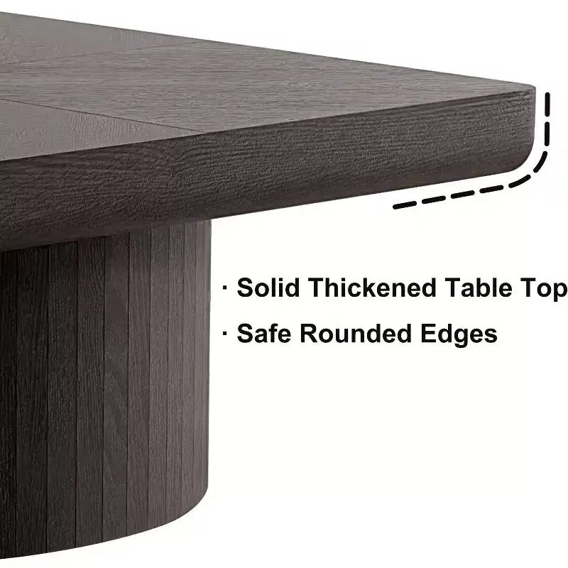 Okak Vintage Square Fluted Coffee Table with Parquet Pattern Solid Wood Veneer Center Table for Living Room Bedroom