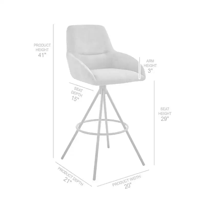 30" Odessa Barstool with Fabric Finish Black/Charcoal - Armen Living: Matte Metal Frame Square Back