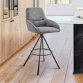 30" Odessa Barstool with Fabric Finish Black/Charcoal - Armen Living: Matte Metal Frame Square Back