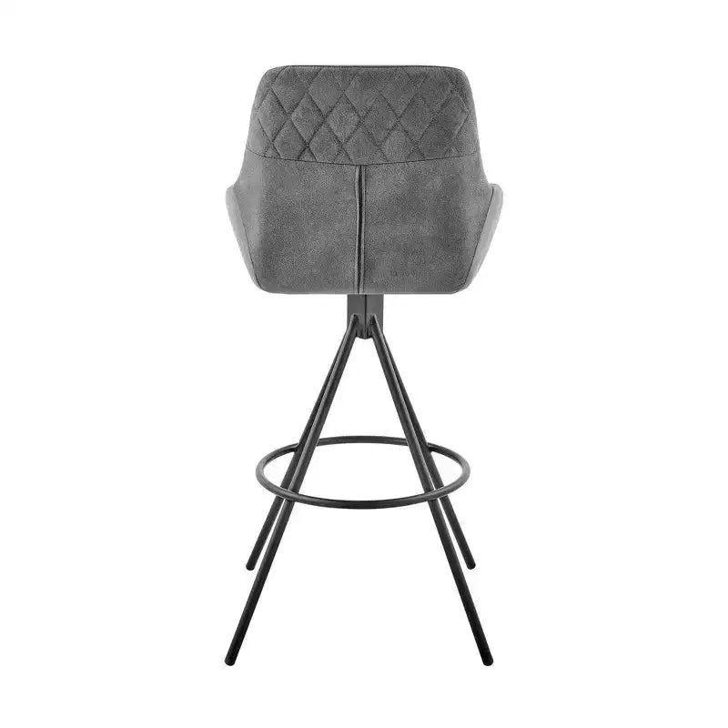 30" Odessa Barstool with Fabric Finish Black/Charcoal - Armen Living: Matte Metal Frame Square Back
