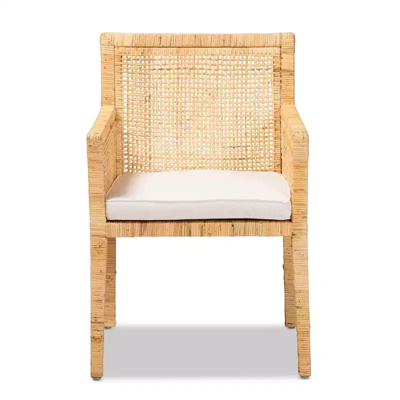 Karis Wood and Rattan Armchair Natural/White - bali & pari