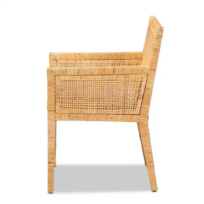 Karis Wood and Rattan Armchair Natural/White - bali & pari