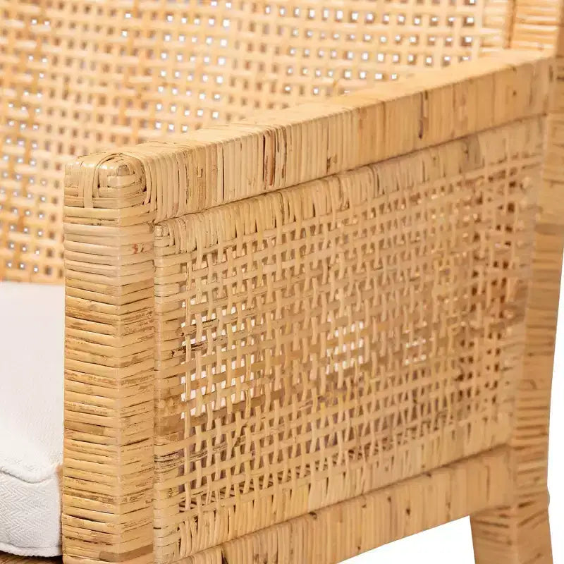 Karis Wood and Rattan Armchair Natural/White - bali & pari