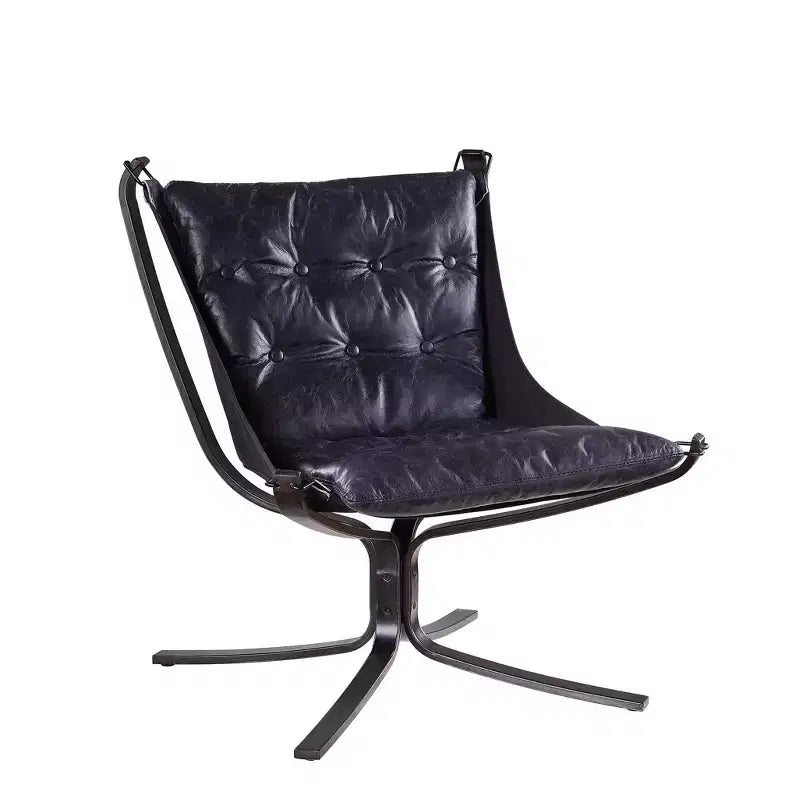 30" Carney Grain Leather Accent Chair Vintage Blue - Acme Furniture: Metal Frame No Assembly 60 Day Warranty