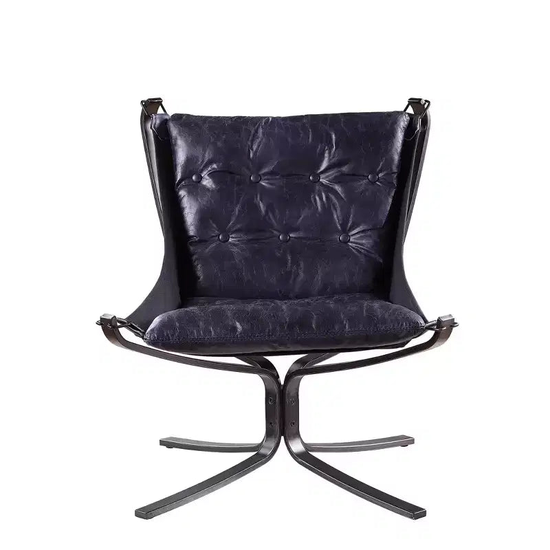 30" Carney Grain Leather Accent Chair Vintage Blue - Acme Furniture: Metal Frame No Assembly 60 Day Warranty