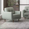 35" Radwan Chair Pesto Green Leather - Acme Furniture: Button-Tufted Wood Legs No Assembly Required