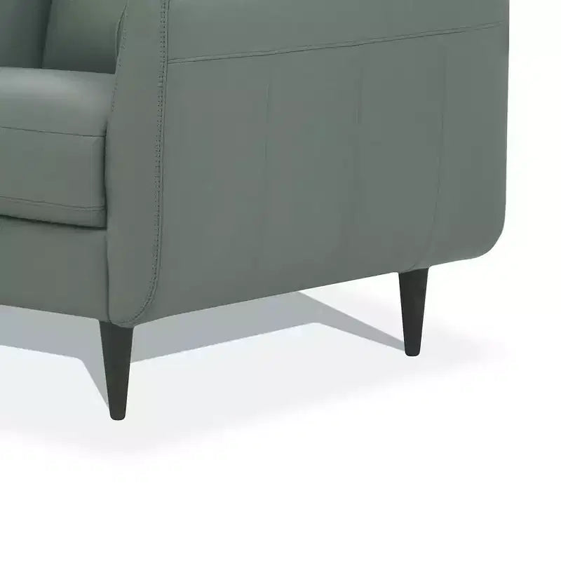 35" Radwan Chair Pesto Green Leather - Acme Furniture: Button-Tufted Wood Legs No Assembly Required