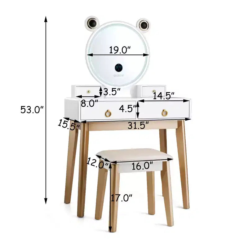 Costway Vanity Dressing Table Set Touch Screen Dimming Mirror