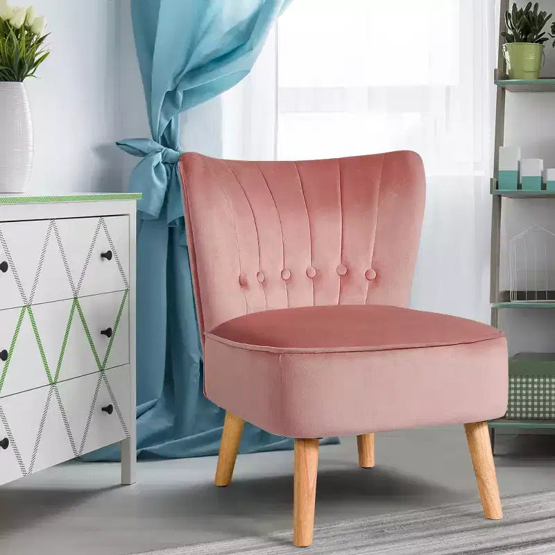 Costway Armless Accent Chair Tufted Velvet Leisure Chair Single Sofa Upholstered BlueGreenPink