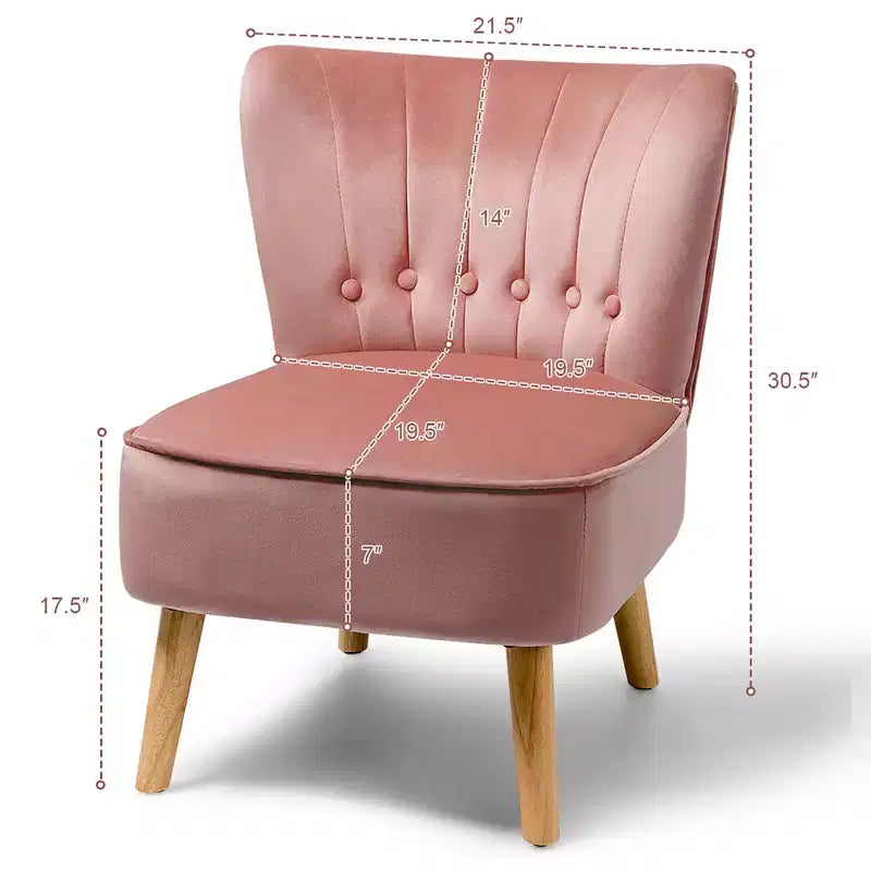 Costway Armless Accent Chair Tufted Velvet Leisure Chair Single Sofa Upholstered BlueGreenPink