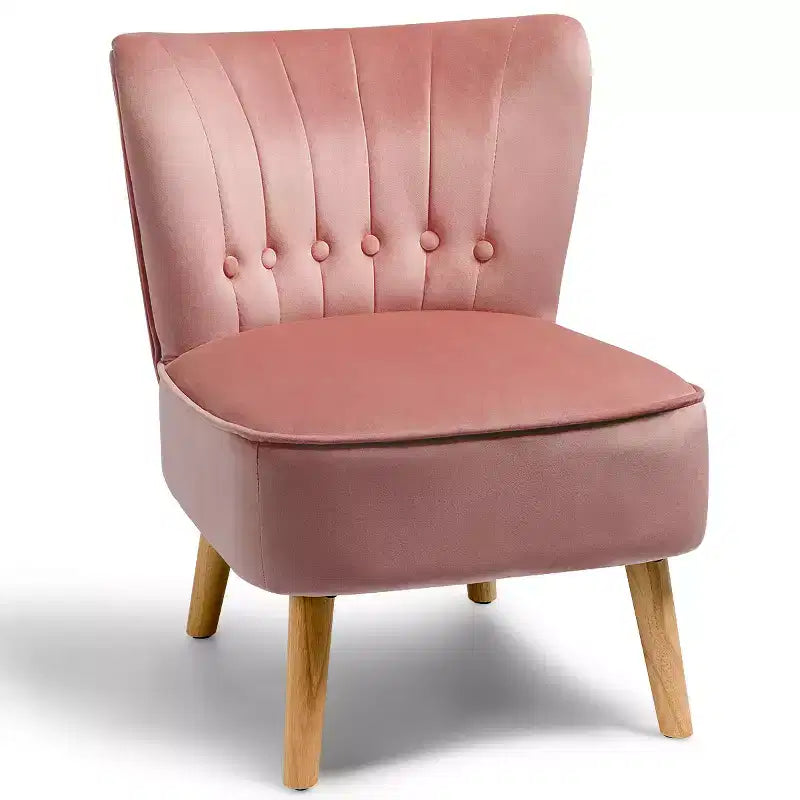 Costway Armless Accent Chair Tufted Velvet Leisure Chair Single Sofa Upholstered BlueGreenPink