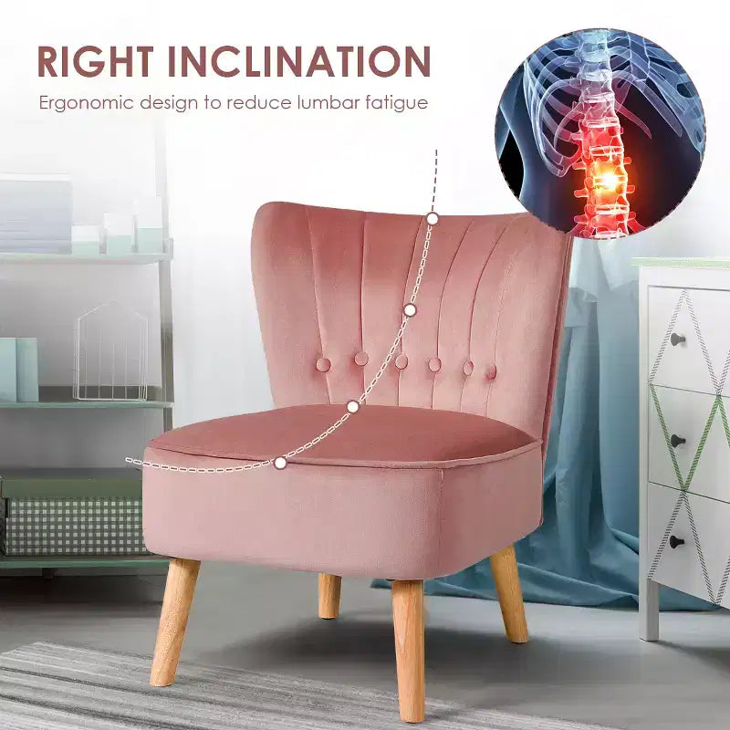Costway Armless Accent Chair Tufted Velvet Leisure Chair Single Sofa Upholstered BlueGreenPink