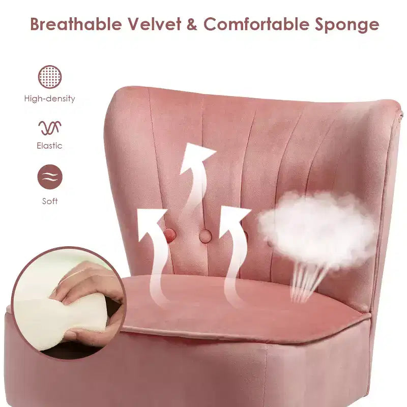 Costway Armless Accent Chair Tufted Velvet Leisure Chair Single Sofa Upholstered BlueGreenPink