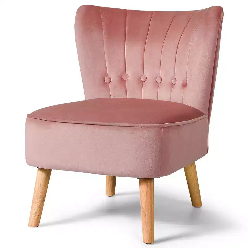 Costway Armless Accent Chair Tufted Velvet Leisure Chair Single Sofa Upholstered BlueGreenPink