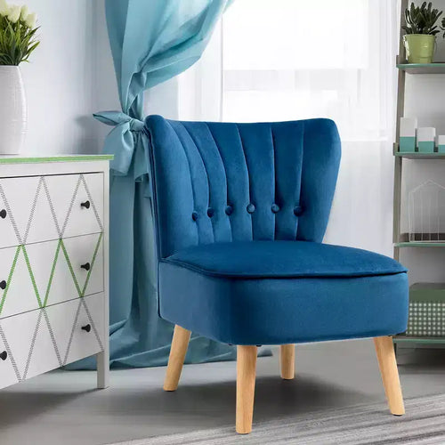 Costway Armless Accent Chair Tufted Velvet Leisure Chair Single Sofa Upholstered BlueGreenPink