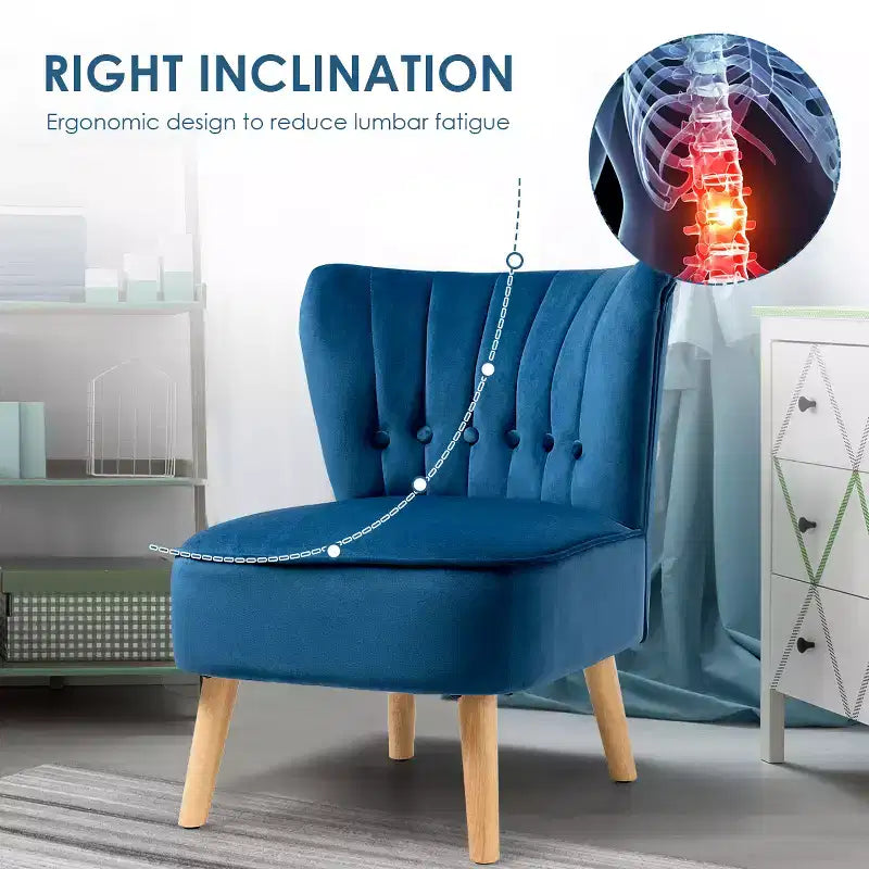Costway Armless Accent Chair Tufted Velvet Leisure Chair Single Sofa Upholstered BlueGreenPink