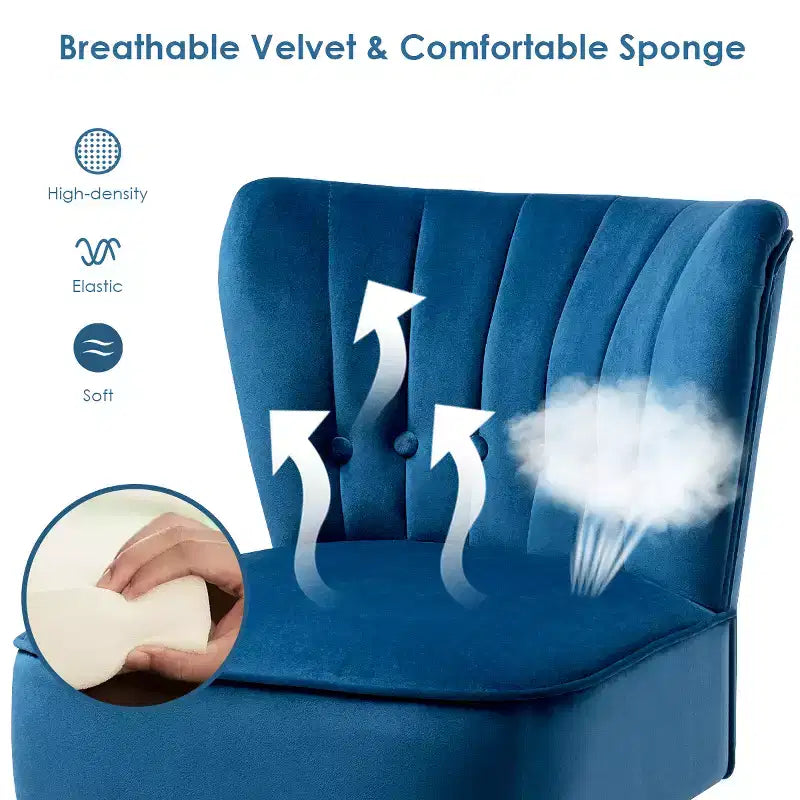 Costway Armless Accent Chair Tufted Velvet Leisure Chair Single Sofa Upholstered BlueGreenPink