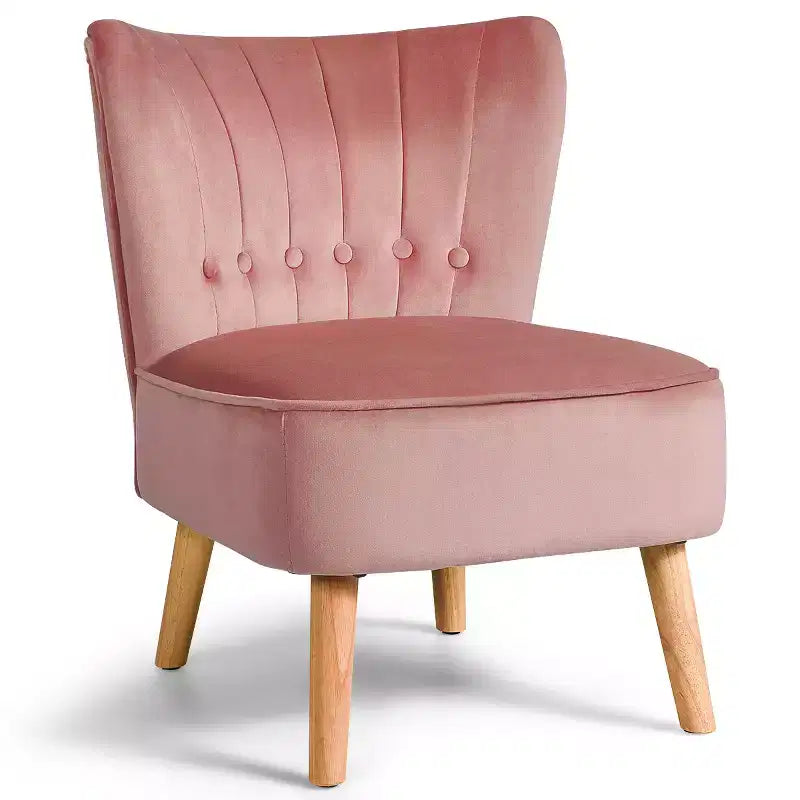 Costway Armless Accent Chair Tufted Velvet Leisure Chair Single Sofa Upholstered BlueGreenPink