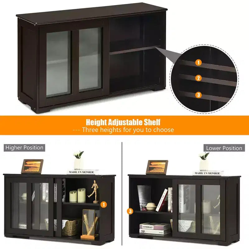Costway Kitchen Storage Cabinet Sideboard Buffet Cupboard w/ Sliding Door