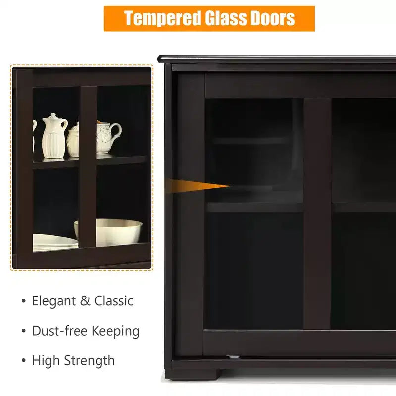 Costway Kitchen Storage Cabinet Sideboard Buffet Cupboard w/ Sliding Door