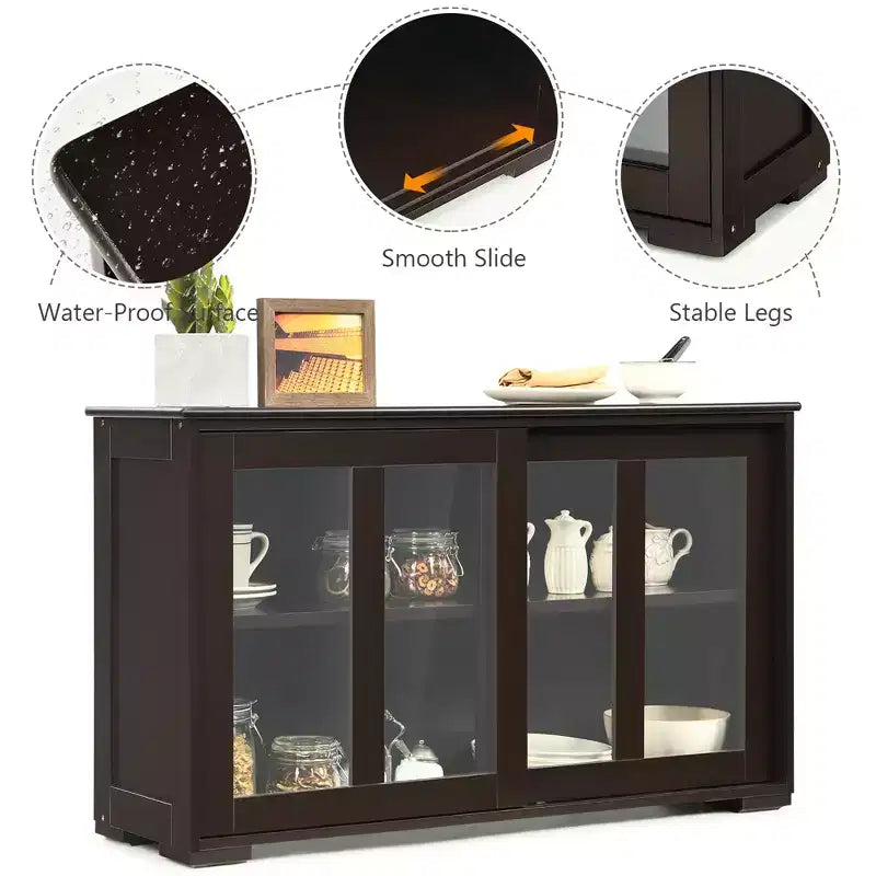 Costway Kitchen Storage Cabinet Sideboard Buffet Cupboard w/ Sliding Door