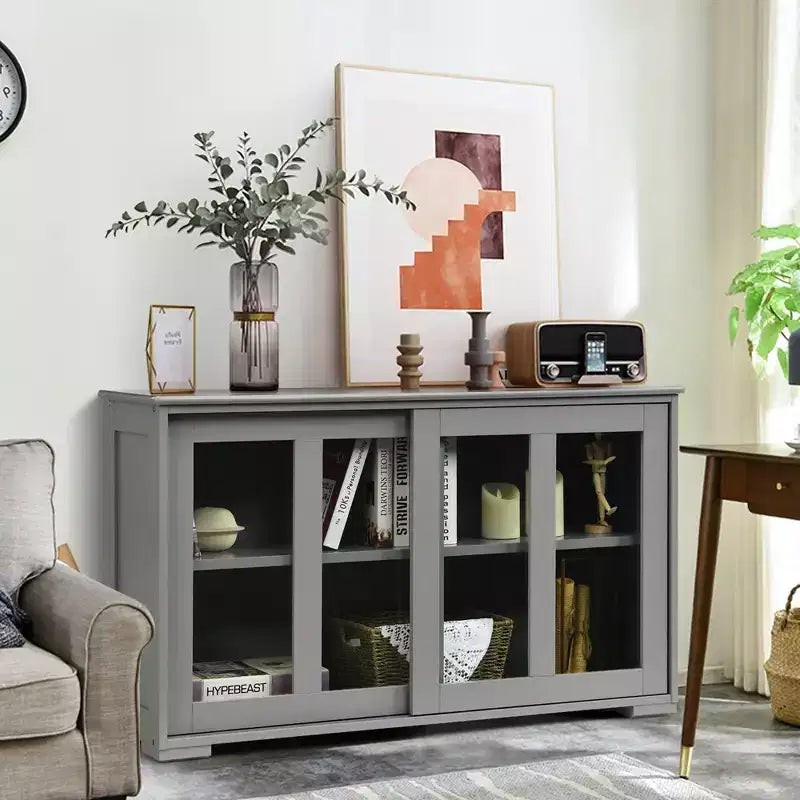 Costway Kitchen Storage Cabinet Sideboard Buffet Cupboard w/ Sliding Door