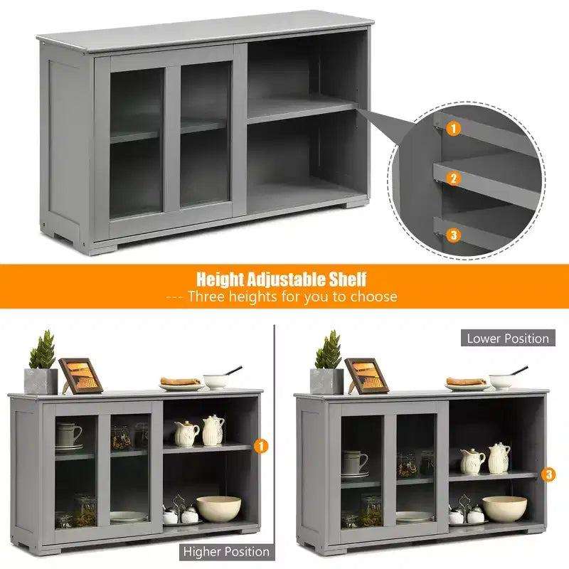 Costway Kitchen Storage Cabinet Sideboard Buffet Cupboard w/ Sliding Door