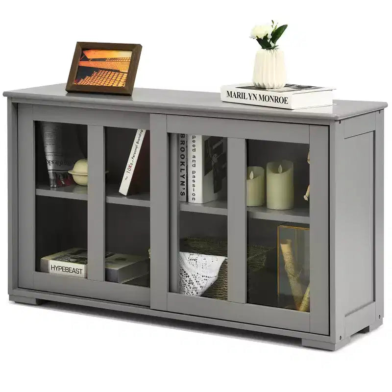 Costway Kitchen Storage Cabinet Sideboard Buffet Cupboard w/ Sliding Door