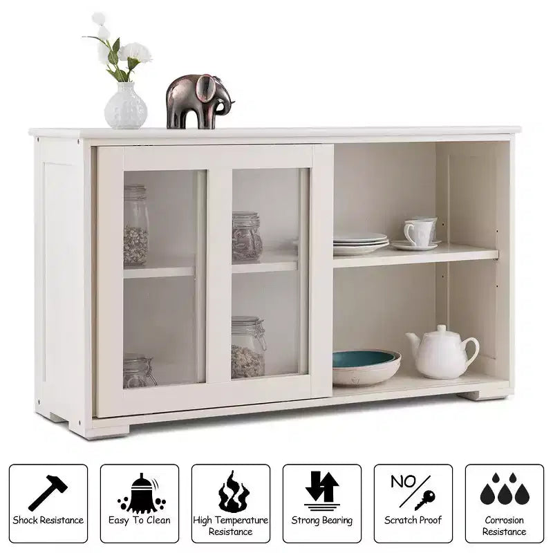 Costway Kitchen Storage Cabinet Sideboard Buffet Cupboard w/ Sliding Door