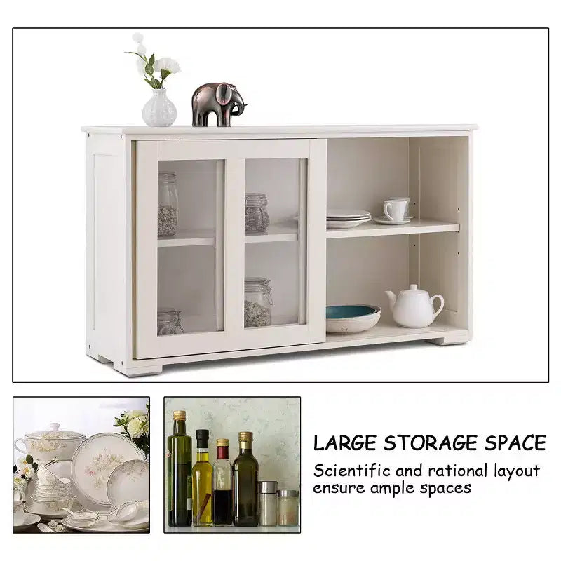 Costway Kitchen Storage Cabinet Sideboard Buffet Cupboard w/ Sliding Door