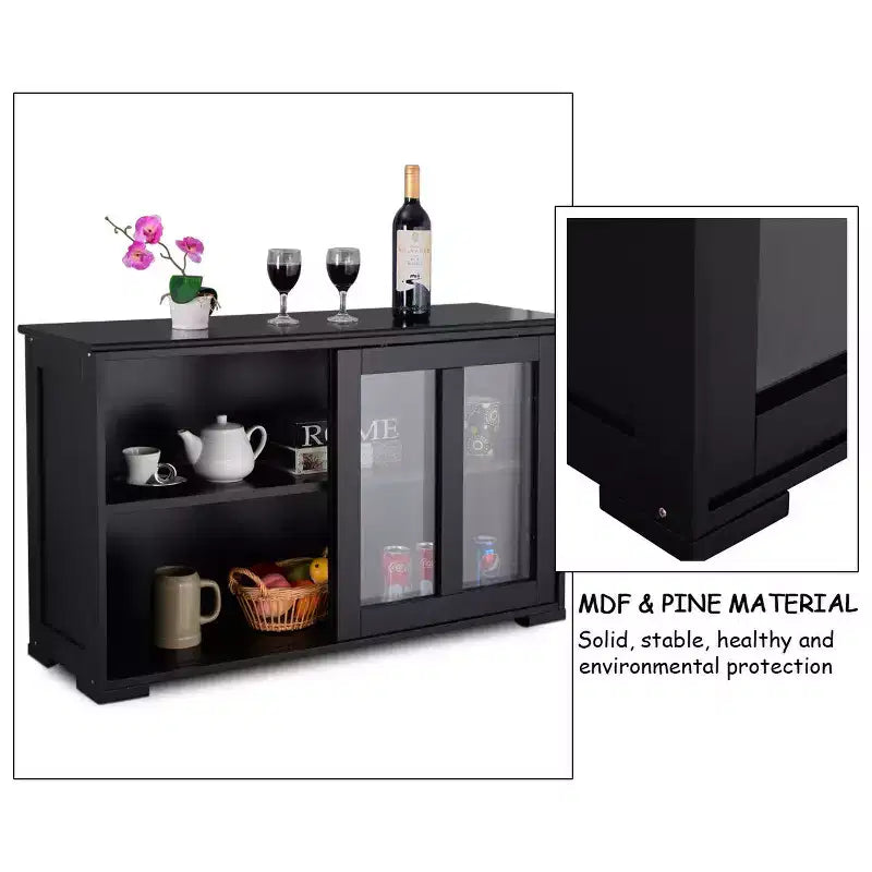 Costway Kitchen Storage Cabinet Sideboard Buffet Cupboard w/ Sliding Door