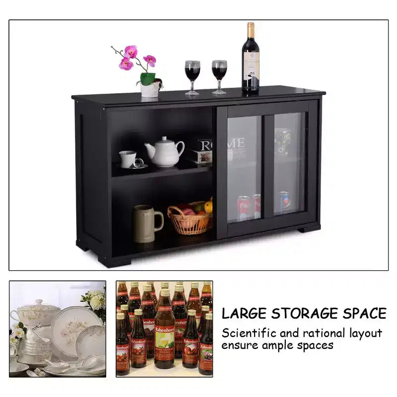 Costway Kitchen Storage Cabinet Sideboard Buffet Cupboard w/ Sliding Door