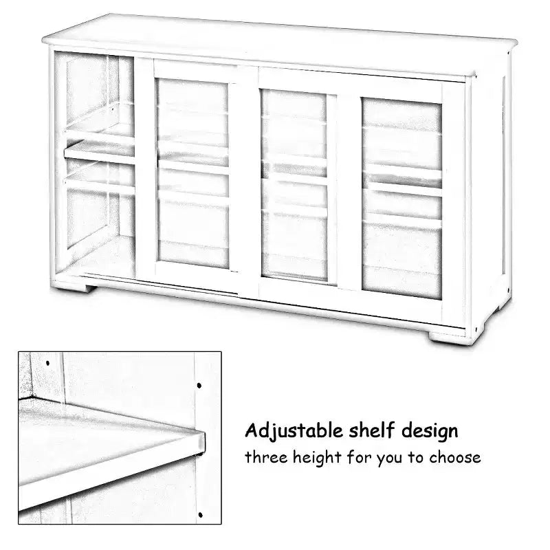 Costway Kitchen Storage Cabinet Sideboard Buffet Cupboard w/ Sliding Door