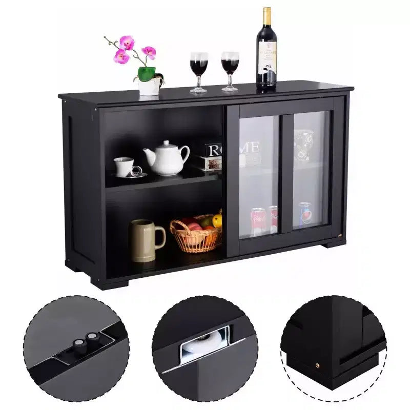 Costway Kitchen Storage Cabinet Sideboard Buffet Cupboard w/ Sliding Door